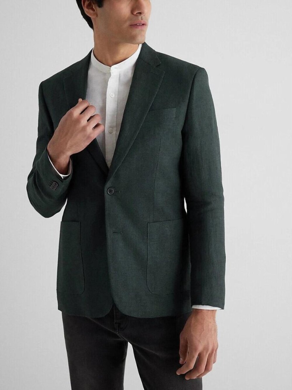 Express linen slim fit emerald green suit jacket single-breasted blazer 44 Long